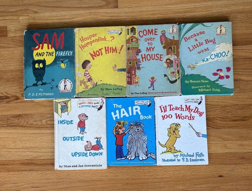 Vintage 7-Book Beginner Books Collection Dr. Seuss Theo. LeSieg P.D. Eastman
